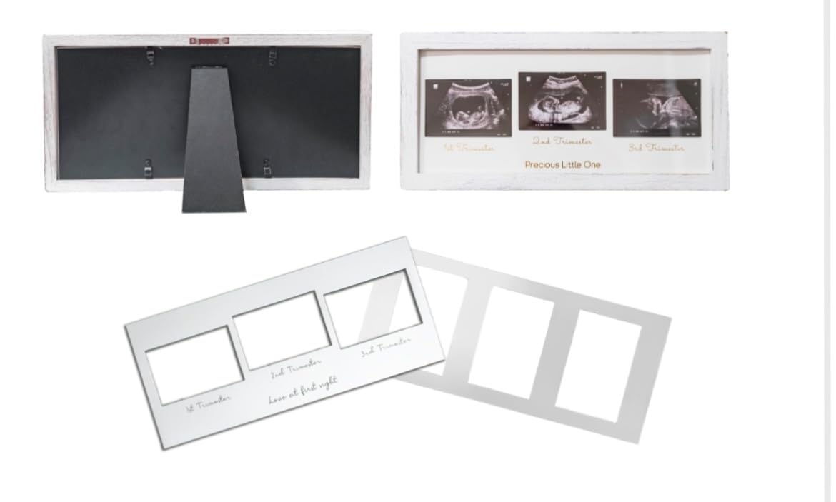 KyNora rustic white frame mounted on wall for shared ultrasound memories.