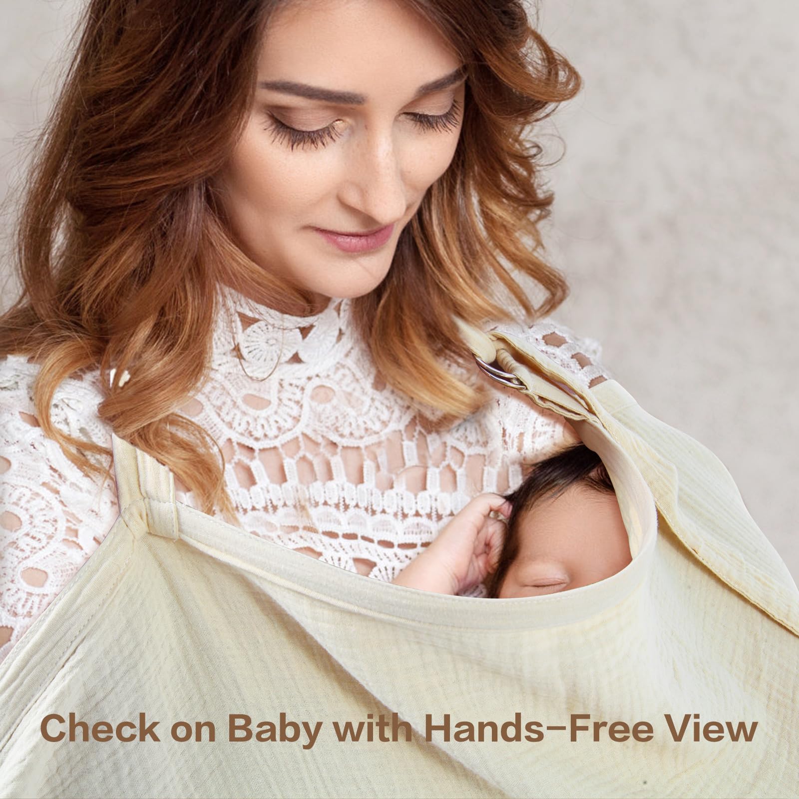 Kyppuboo nursing cover with windproof straps and pocket offers secure hands-free use.