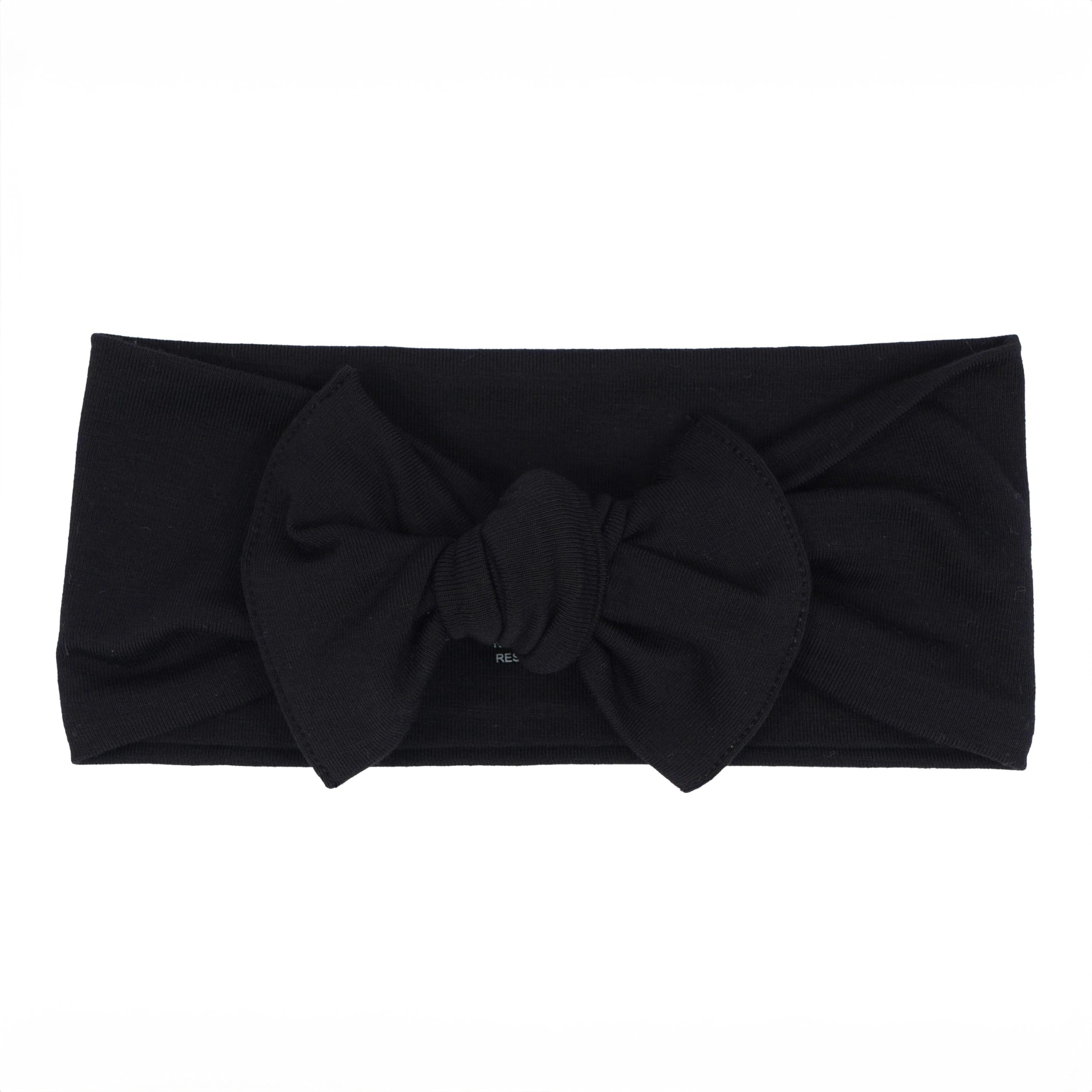 KYTE BABY bamboo bow midnight close-up with soft fabric and gentle stretch