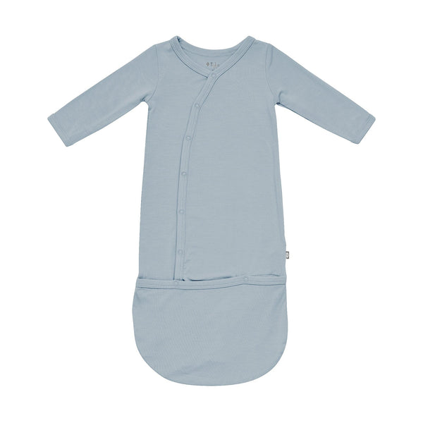 KYTE BABY Bundlers sleeper gown in fog bamboo fabric for gentle sleep and skin comfort.