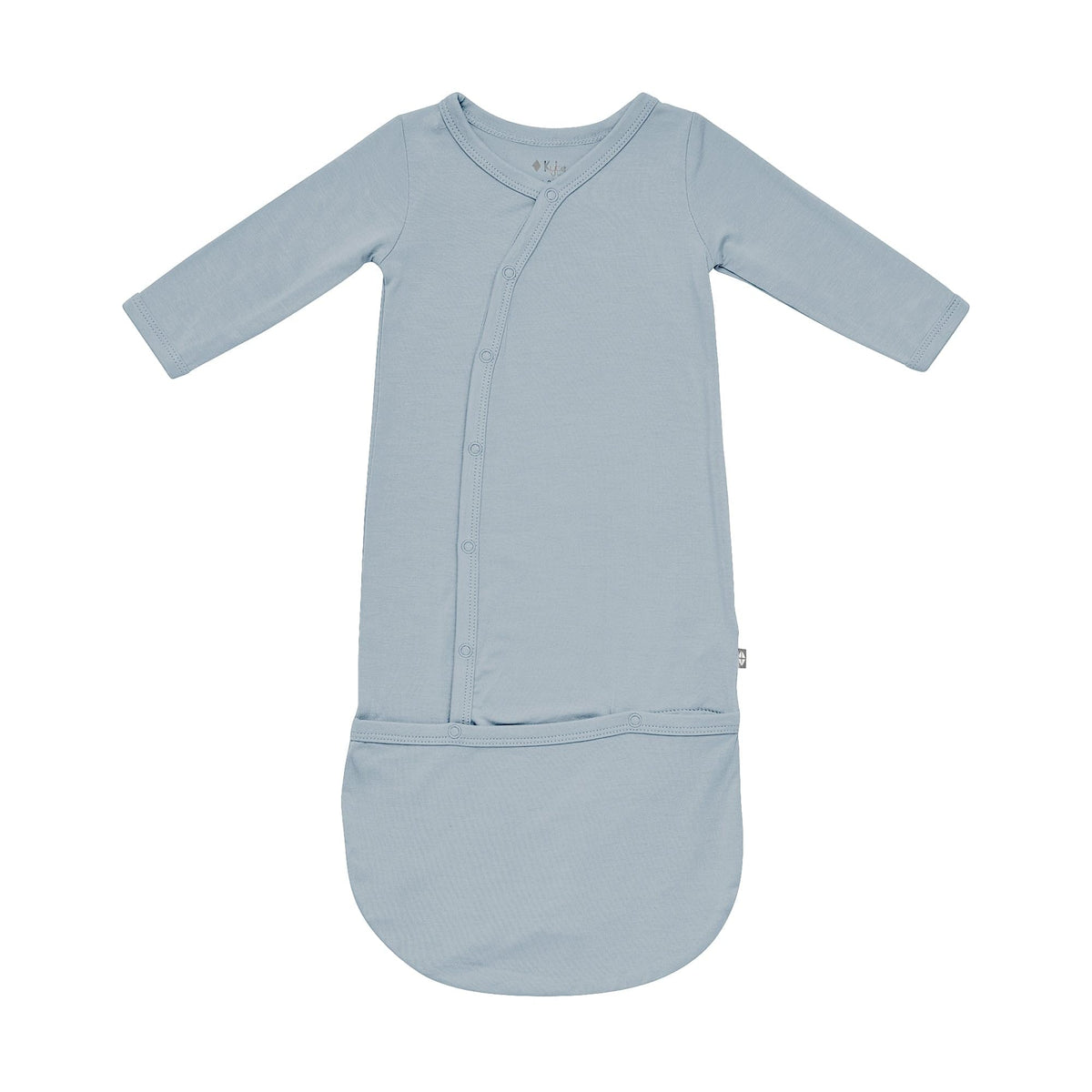 KYTE BABY Bundlers sleeper gown in fog bamboo fabric for gentle sleep and skin comfort.