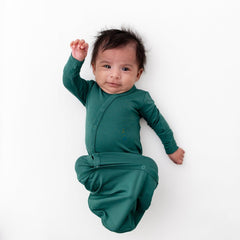 KYTE BABY Bundlers emerald gown with snaps for quick, easy night changes.
