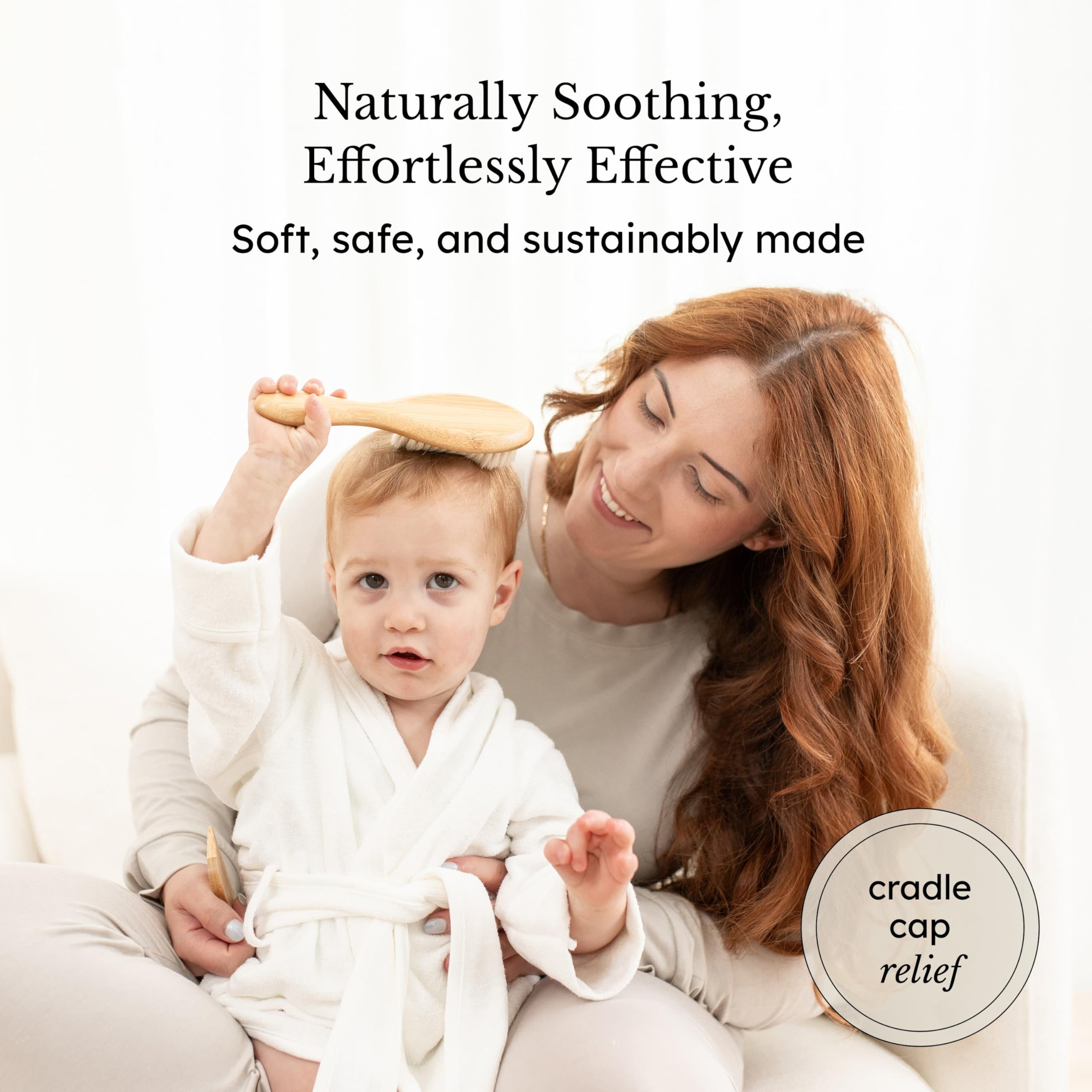 Kyte Baby cradle cap brush designed for safe use during bath time scalp care.