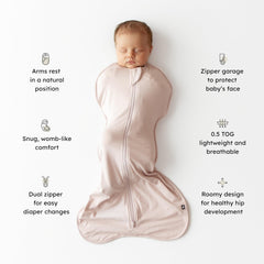 KYTE BABY Teddy Bear Swaddle Bag showing arms folded for natural sleep position