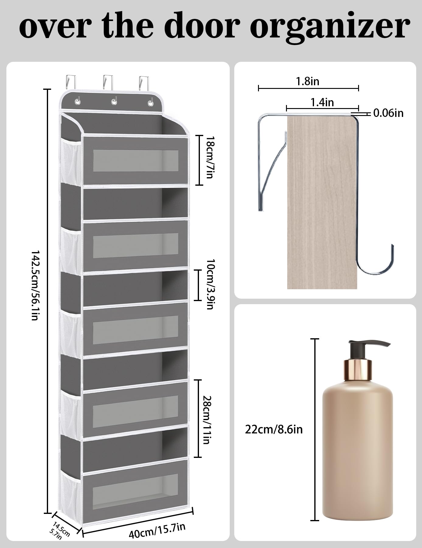 KYEVIS door-hanging organizer with mesh pockets for quick access.