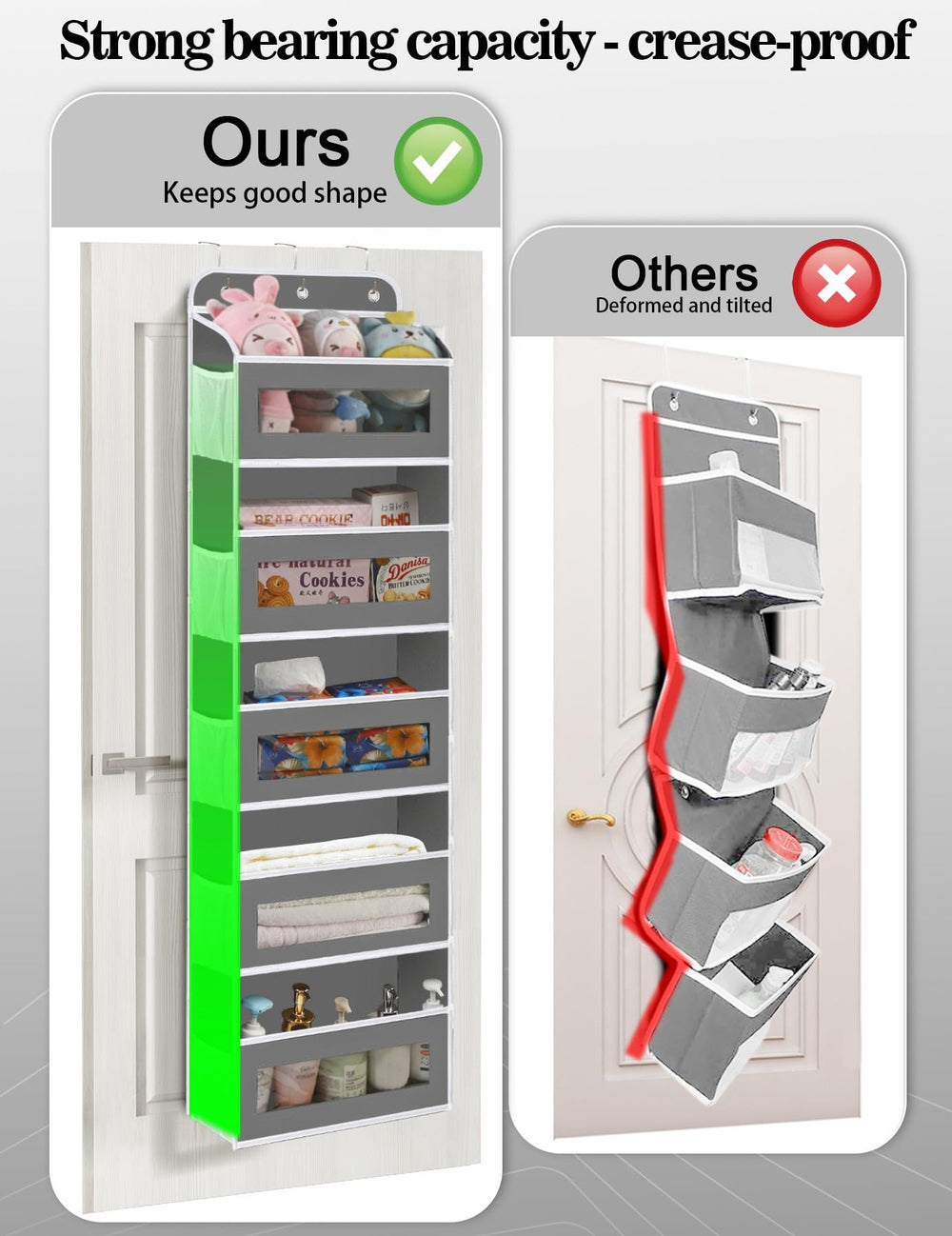 KYEVIS easy-installation organizer behind door with protective hooks.