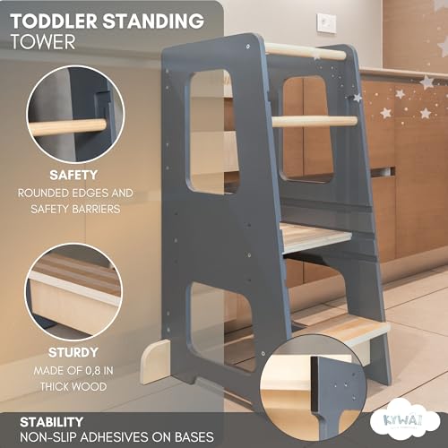 Three-height KYWAI stool lets growing child reach safely.