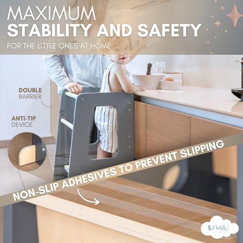 Non-slip stickers on steps and base help grip.