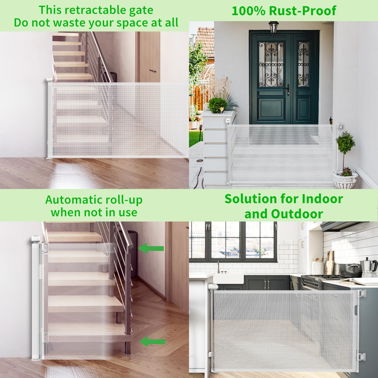 KYXAIN tall retractable gate suits stairs and doorways.
