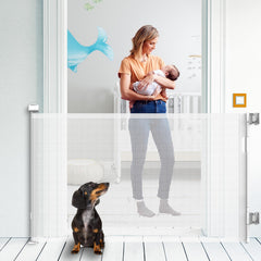 KYXAIN upgraded retractable gate on stairs offers wide coverage for safe stair access