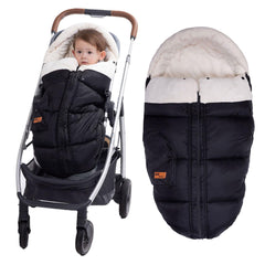 KZ Dotnz Winter Footmuff with removable front panel keeps baby cozy and adaptable.