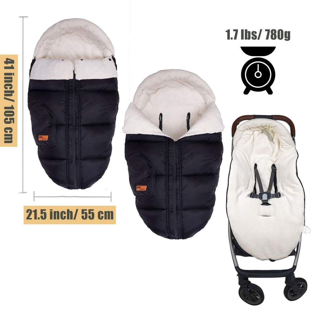 KZ Dotnz footmuff interior uses soft fleece for plush warmth.