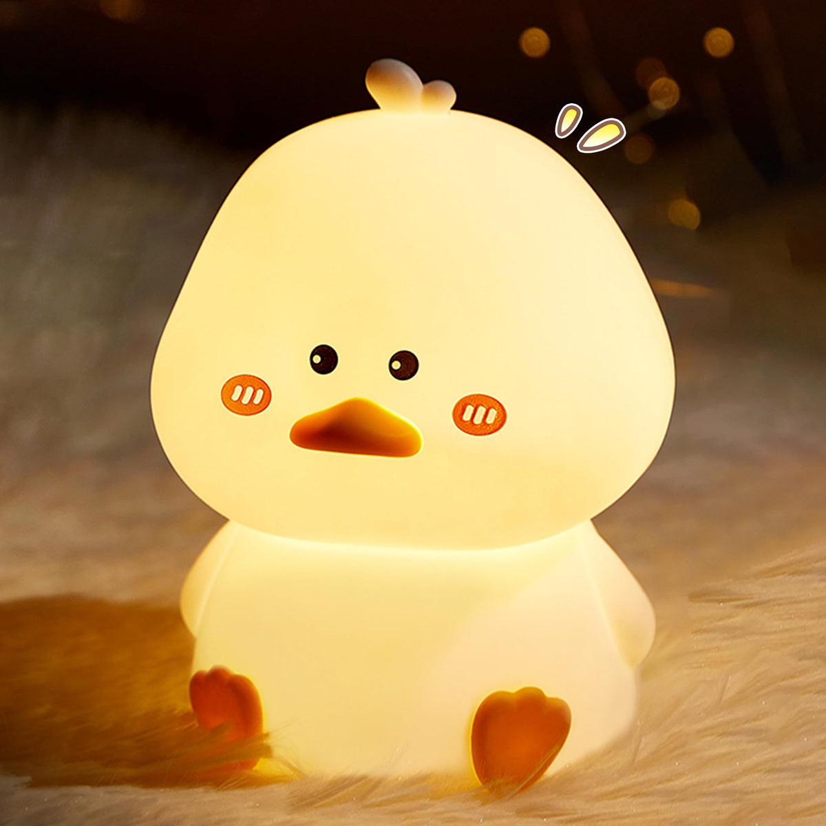 L LOHAS LED cute duck night light on table with soft ambient glow