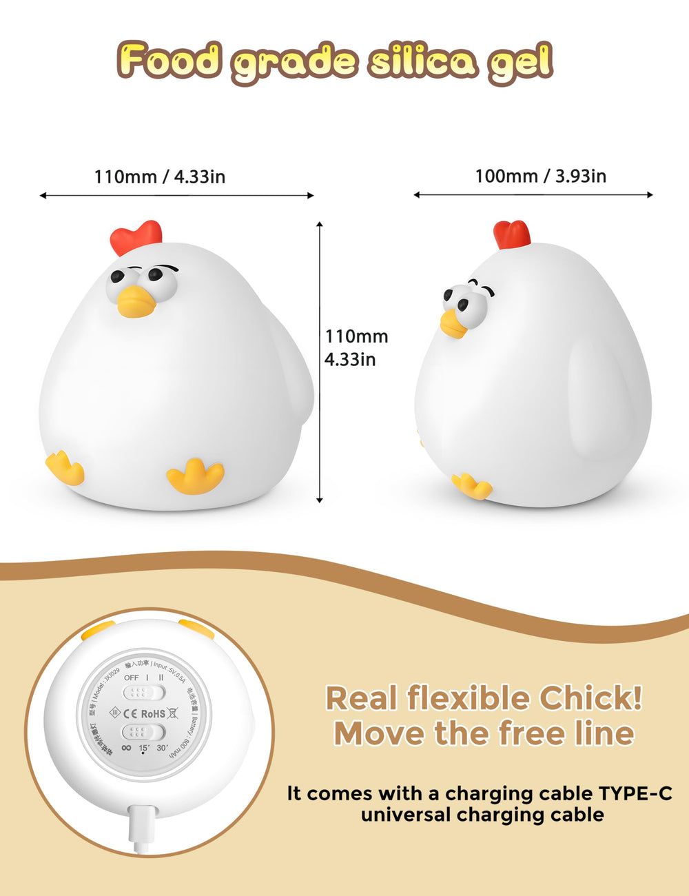 L LOHAS LED silicone chick night light doubles as a playful nursery companion