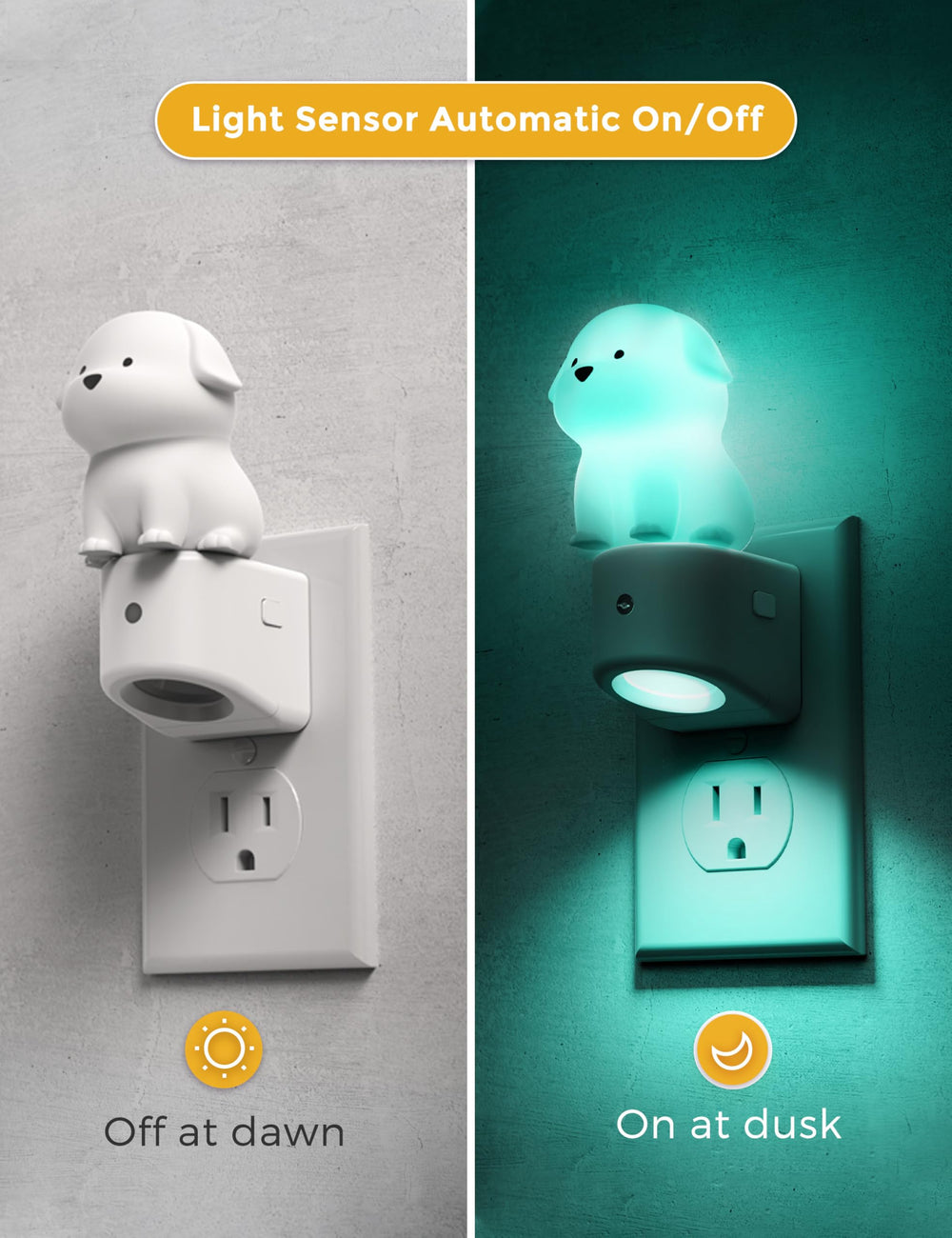 L LOHAS LED night light shows RGB colors for playful mood lighting.