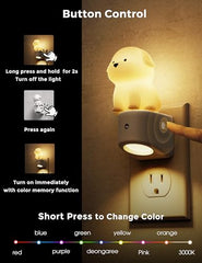 L LOHAS LED puppy night light remembers the last color when replugged.