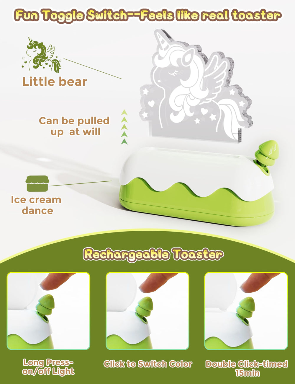 L LOHAS LED rechargeable night light with 2000mAh battery for long use.