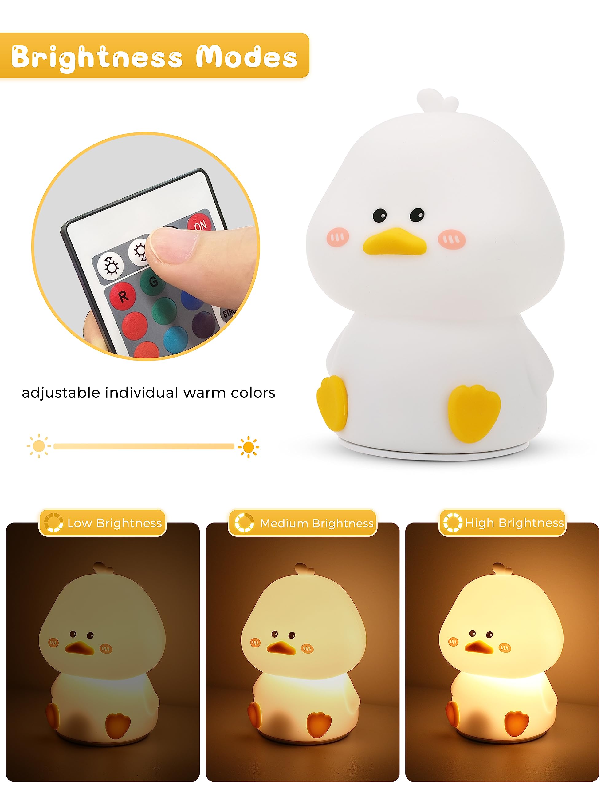 Soft silicone L LOHAS LED duck night light with safe rounded edges