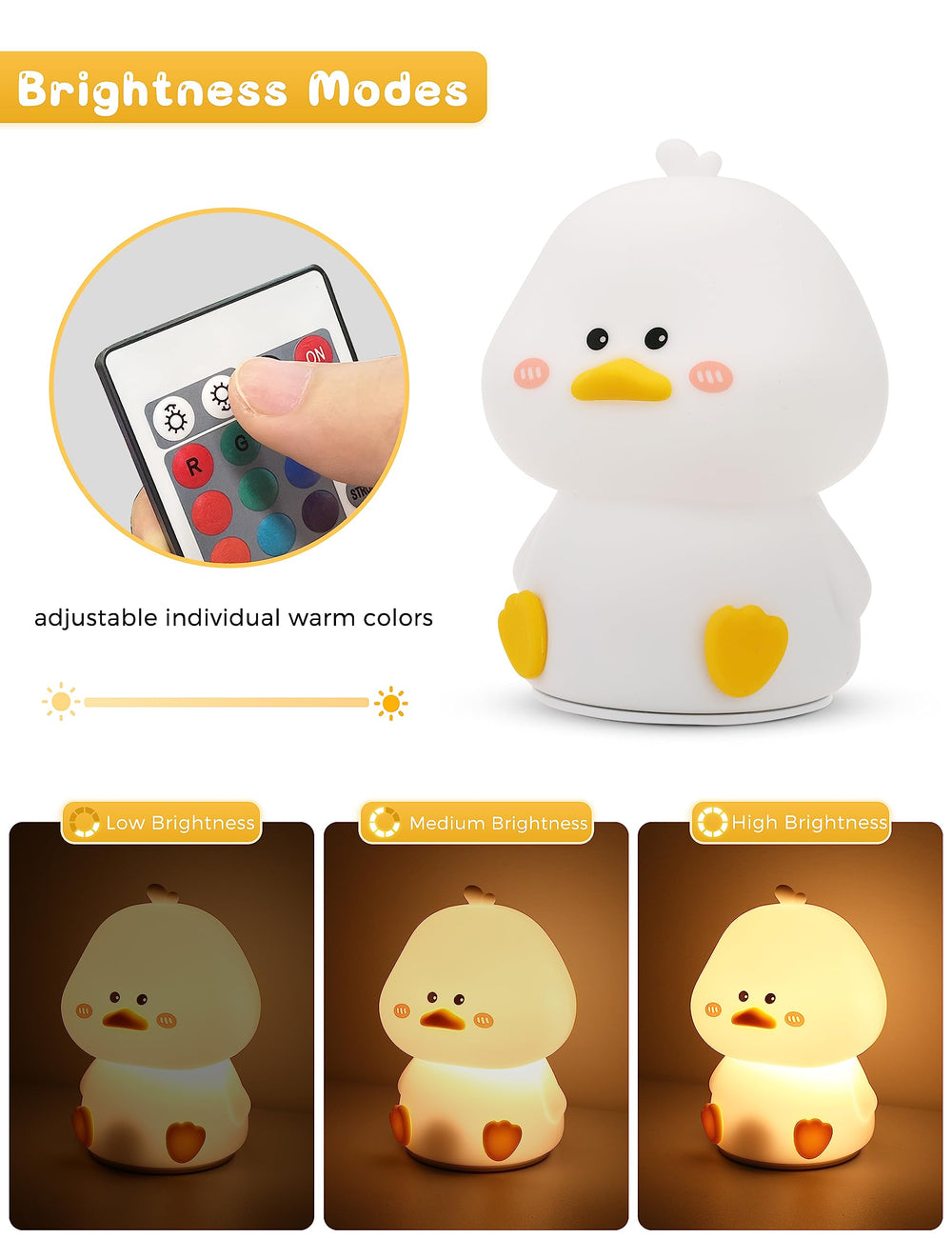 Soft silicone L LOHAS LED duck night light with safe rounded edges