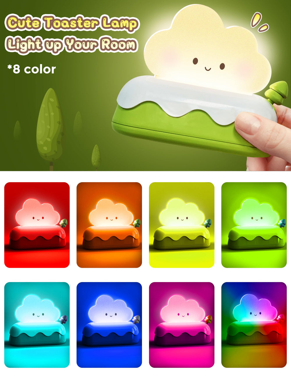 L LOHAS LED toaster-shaped night light creates a cozy glow in kids' rooms
