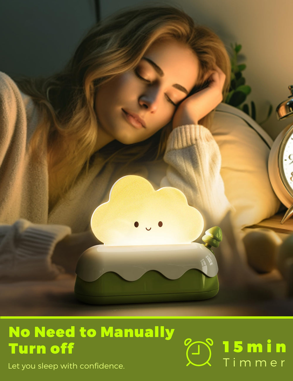Warm color mode delivers a cozy glow for bedtime routines