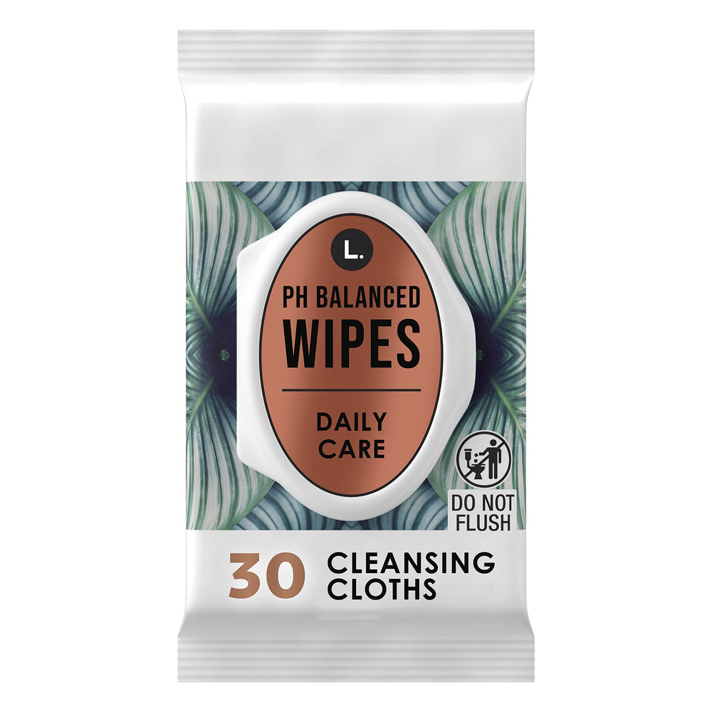 L. pH Balanced Wipes fragrance-free wipe pack for daily intimate care.