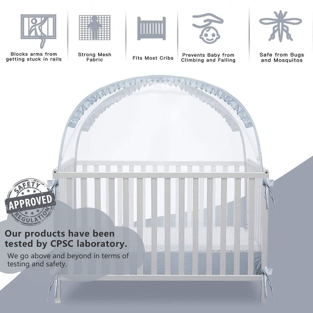 L RUNNZER crib tent breathable mesh with 1200 holes per inch promotes airflow.