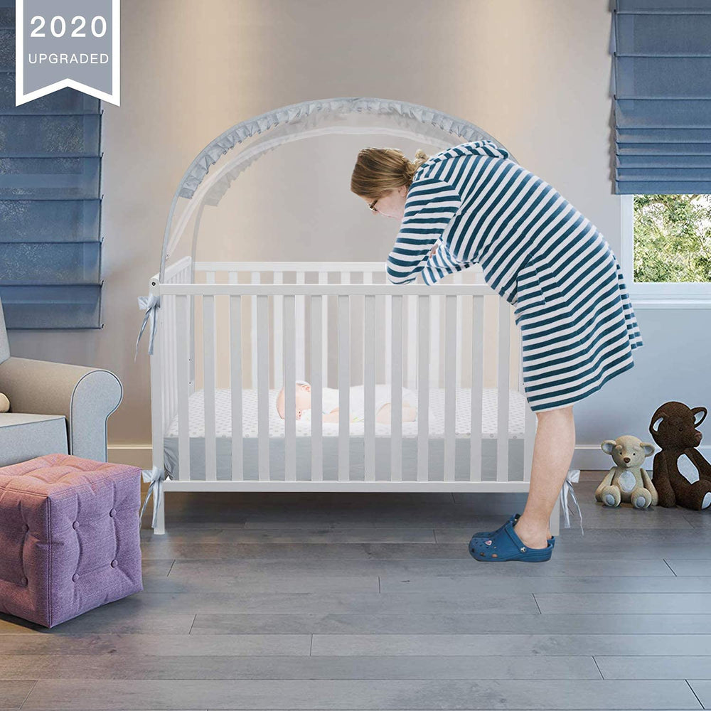 L RUNNZER crib tent compact packaging for convenient storage.