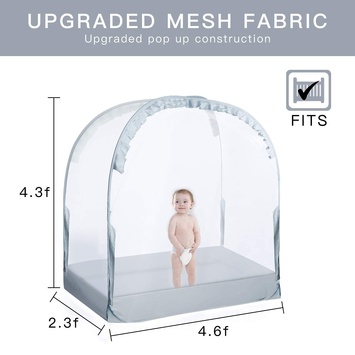 L RUNNZER crib tent pop-up setup for fast installation.