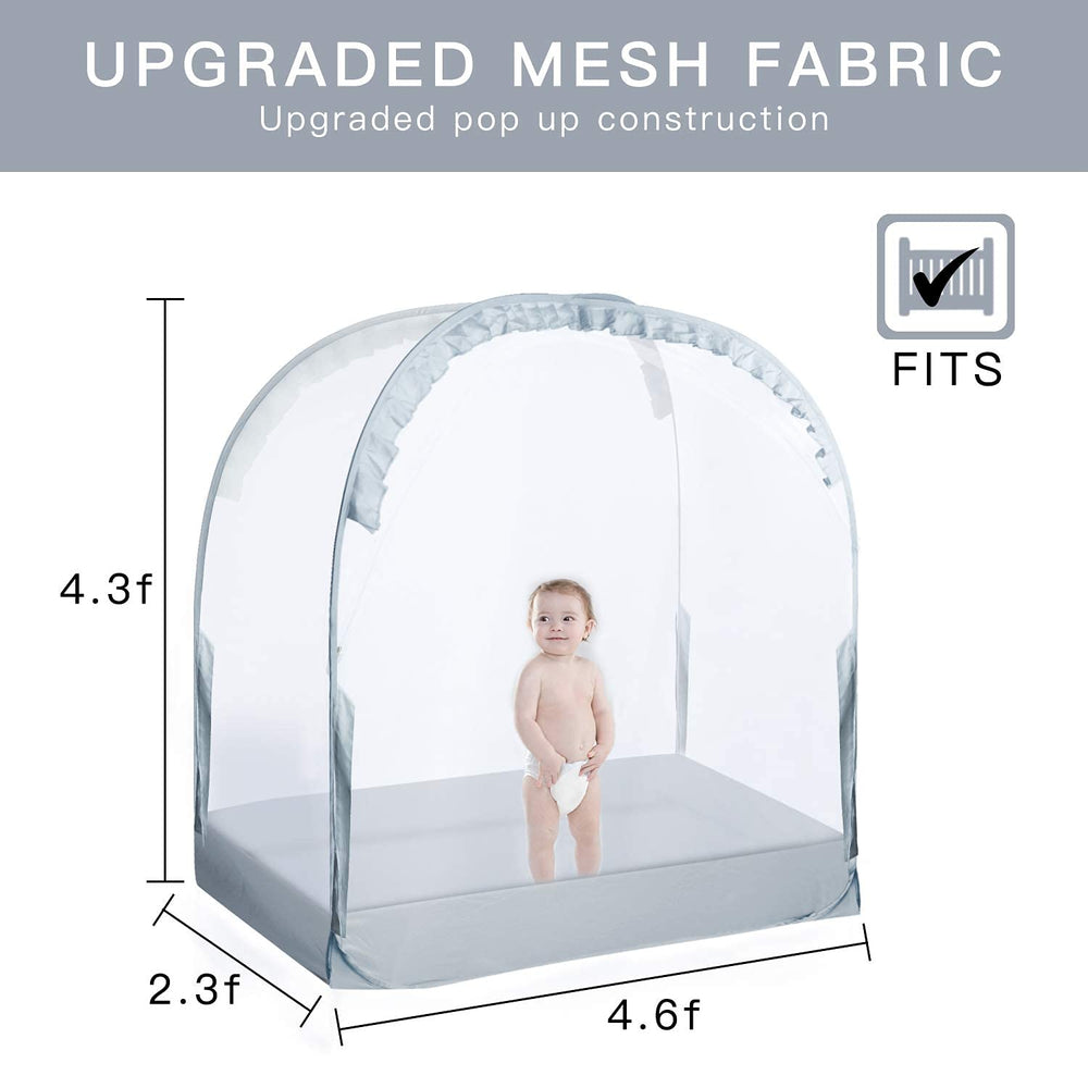 L RUNNZER crib tent pop-up setup for fast installation.