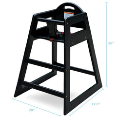 L.A. Baby wooden high chair with smooth finish for quick cleaning