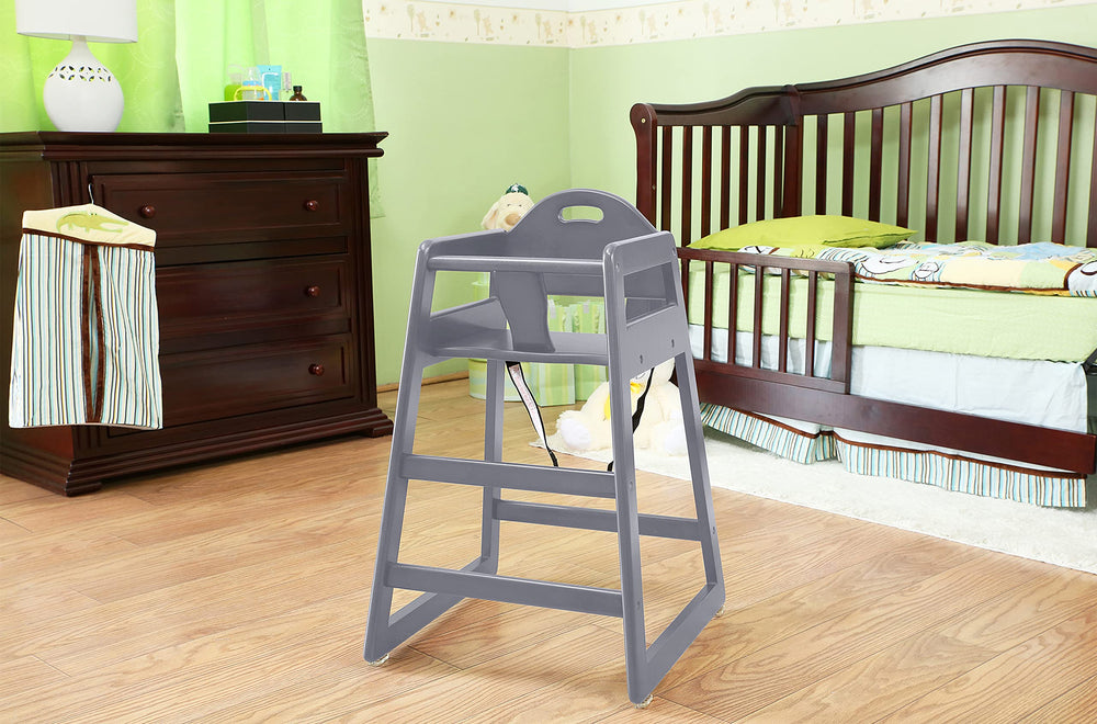 L.A. Baby high chair easy-clean surface ready for quick wipe-down.