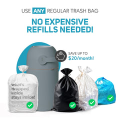 L.A. Baby Magic Diaper Pail with child-lock close-up during use