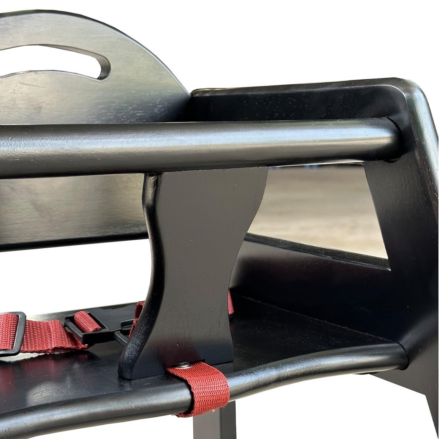 L.A. Baby high chair with 3-point harness and wide base for secure meals