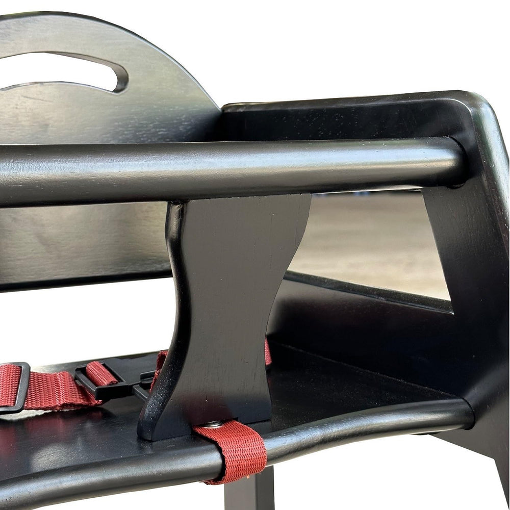 L.A. Baby high chair with 3-point harness and wide base for secure meals