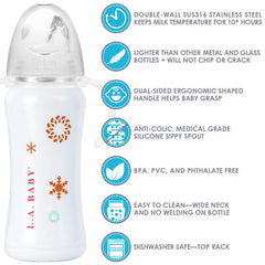 Stainless steel body with wide opening for simple cleaning.