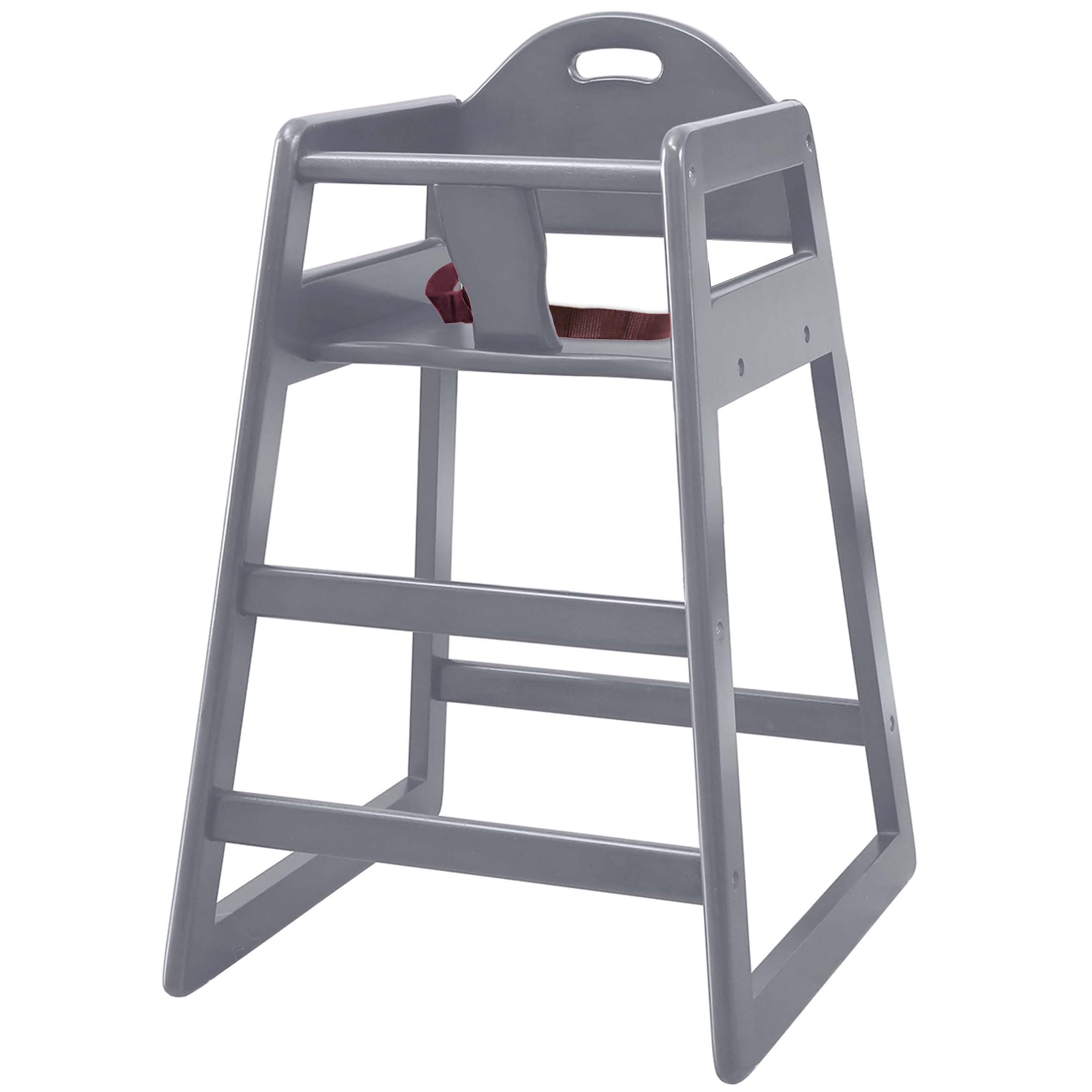 L.A. Baby wooden high chair front view showing durable solid wood.