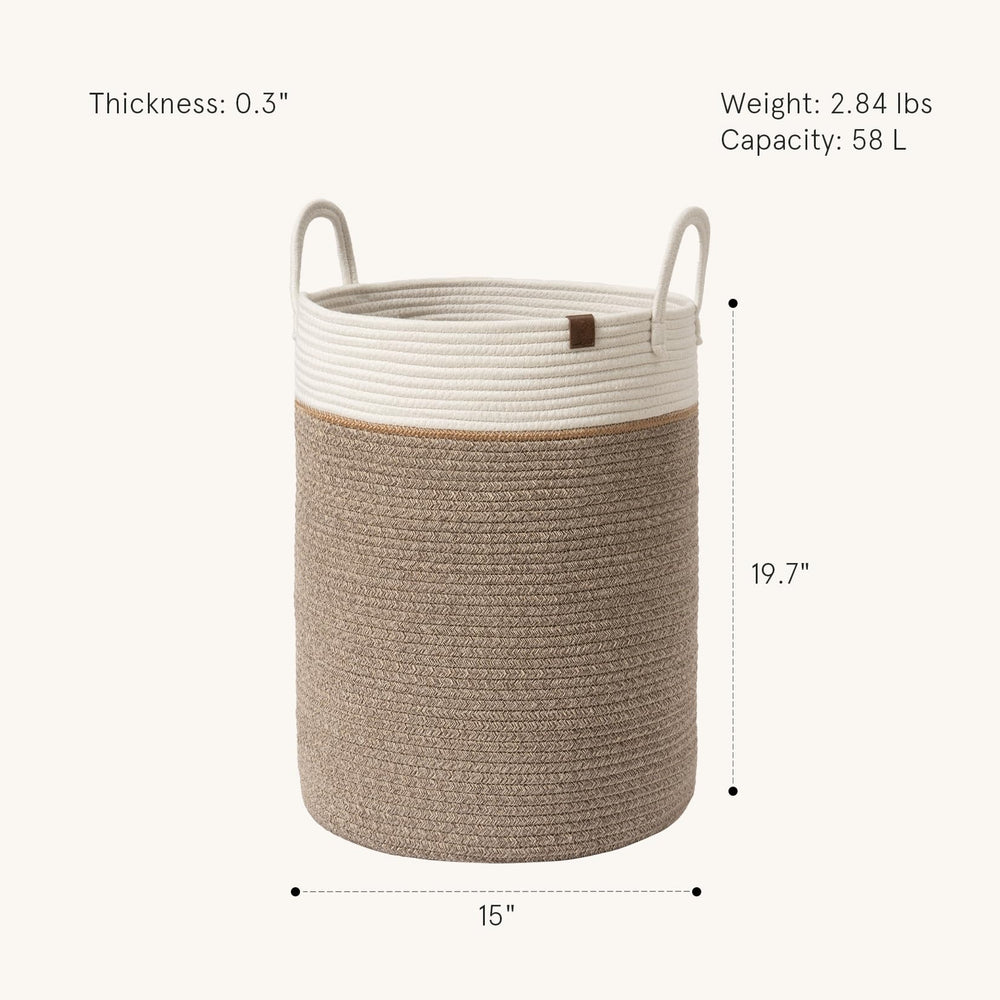 LA JOLIE MUSE basket with sturdy handles in mocha ready for toys and nursery clutter