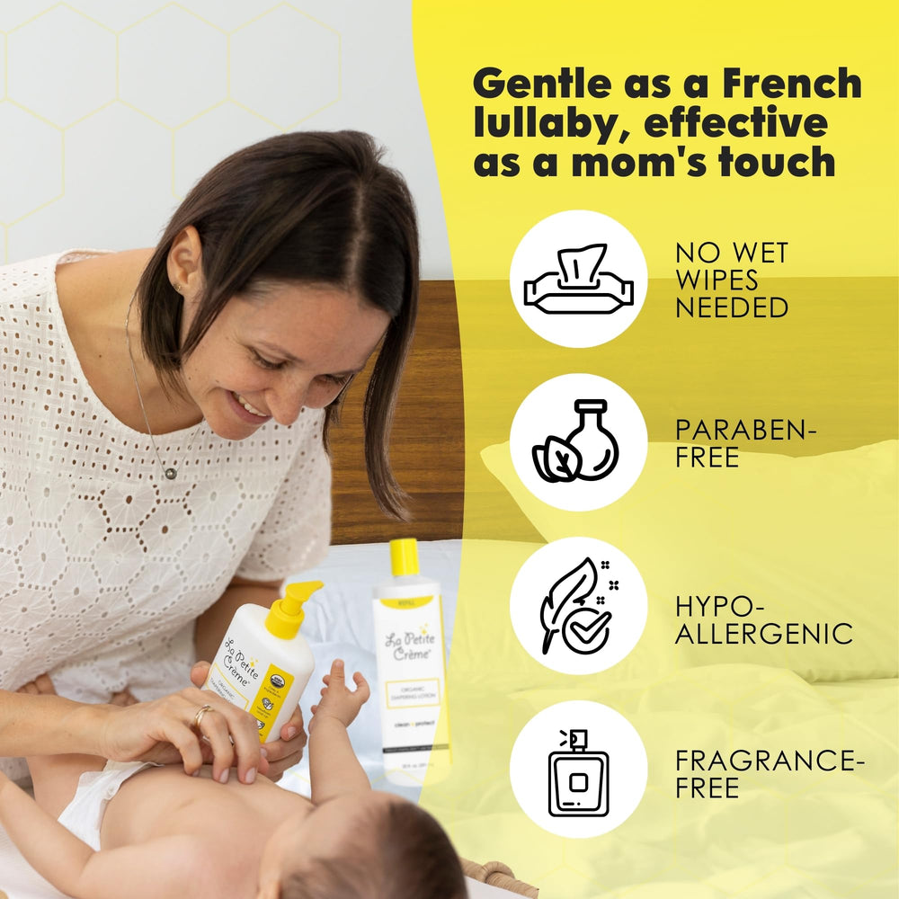La Petite Creme cloth and disposable diaper compatibility expands baby care options.