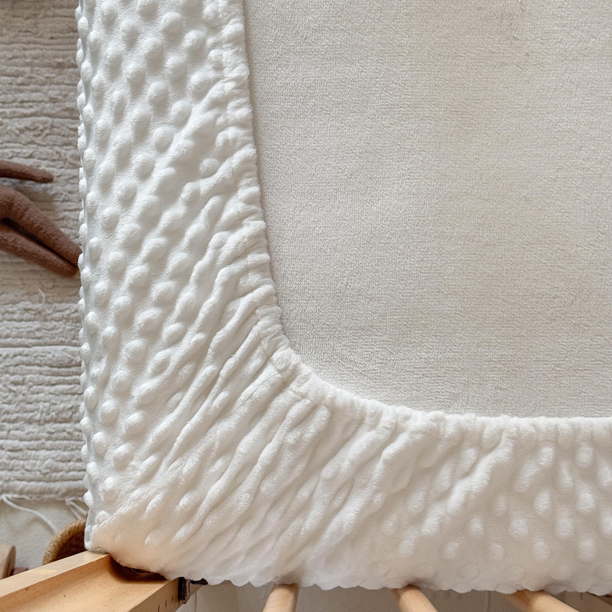La Sheer crib sheet care tips — gentle wash and low-heat tumble dry.