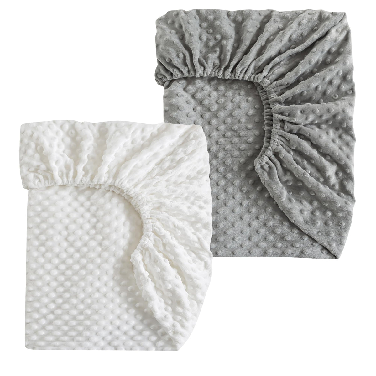 La Sheer fuzzy crib sheets fitted — top view shows plush fabric for peaceful sleep.