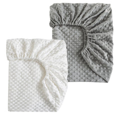 La Sheer fuzzy crib sheets fitted — top view shows plush fabric for peaceful sleep.