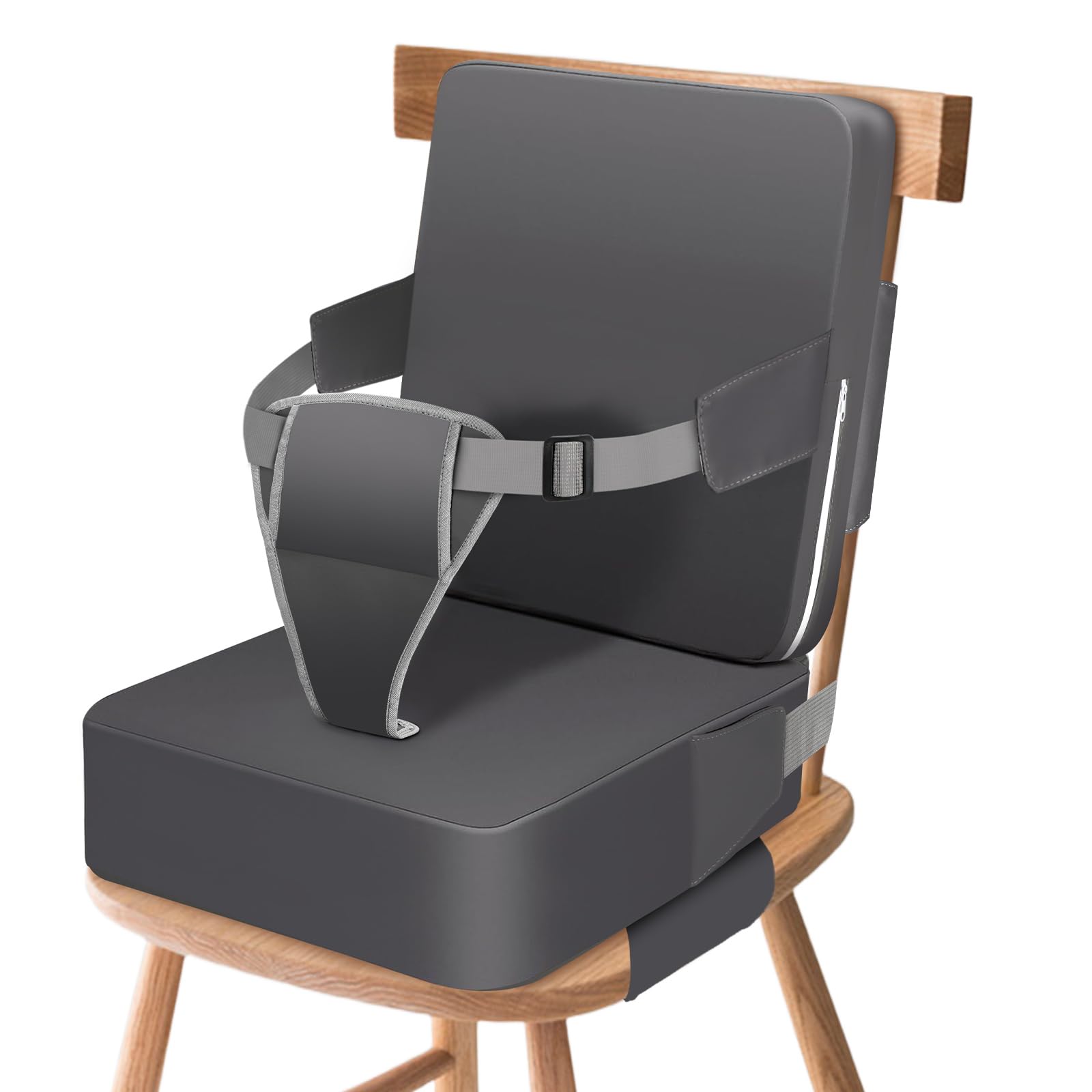 Laapee booster seat backrest supports posture during meals on busy dining chairs