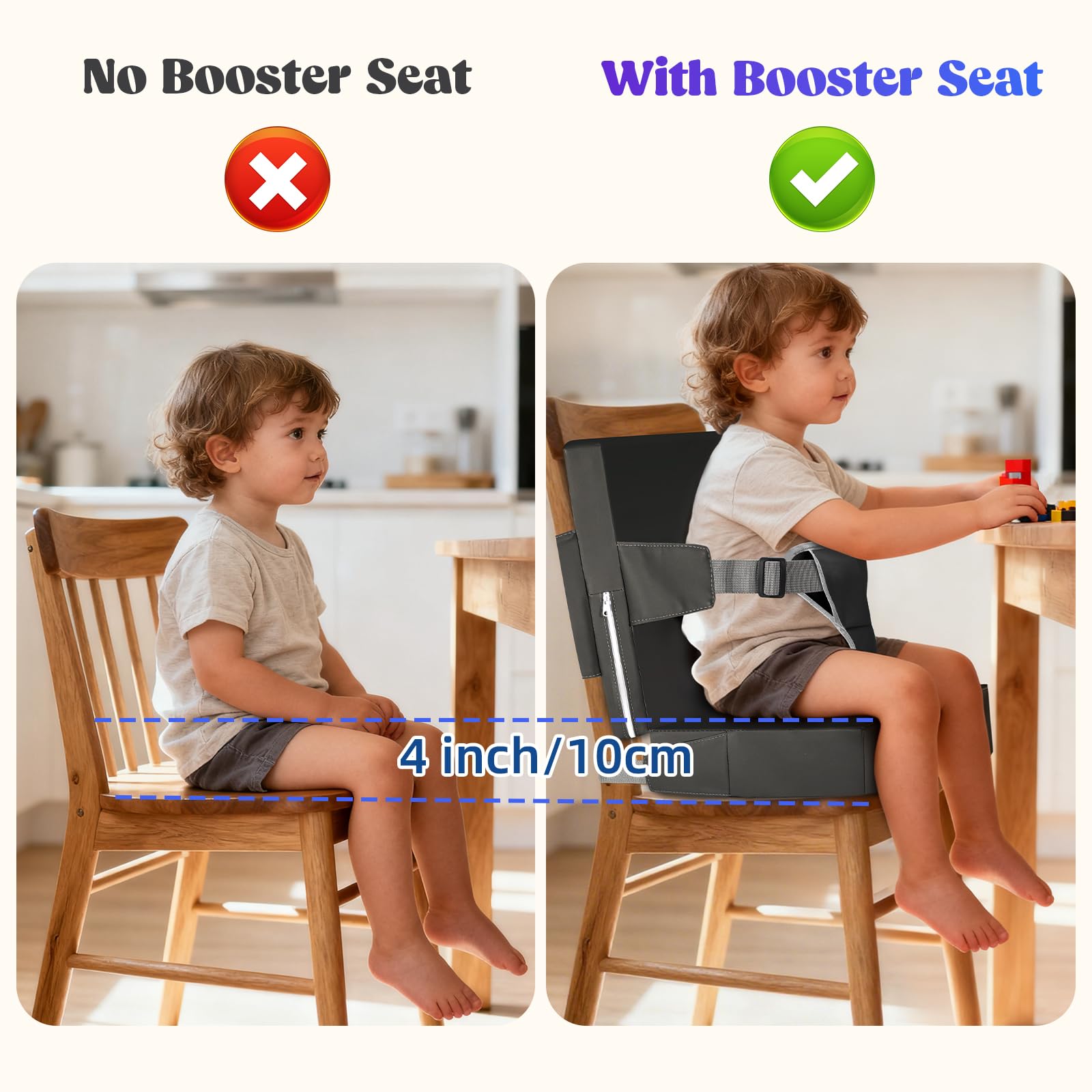 Laapee booster seat extended straps fit more dining chairs securely