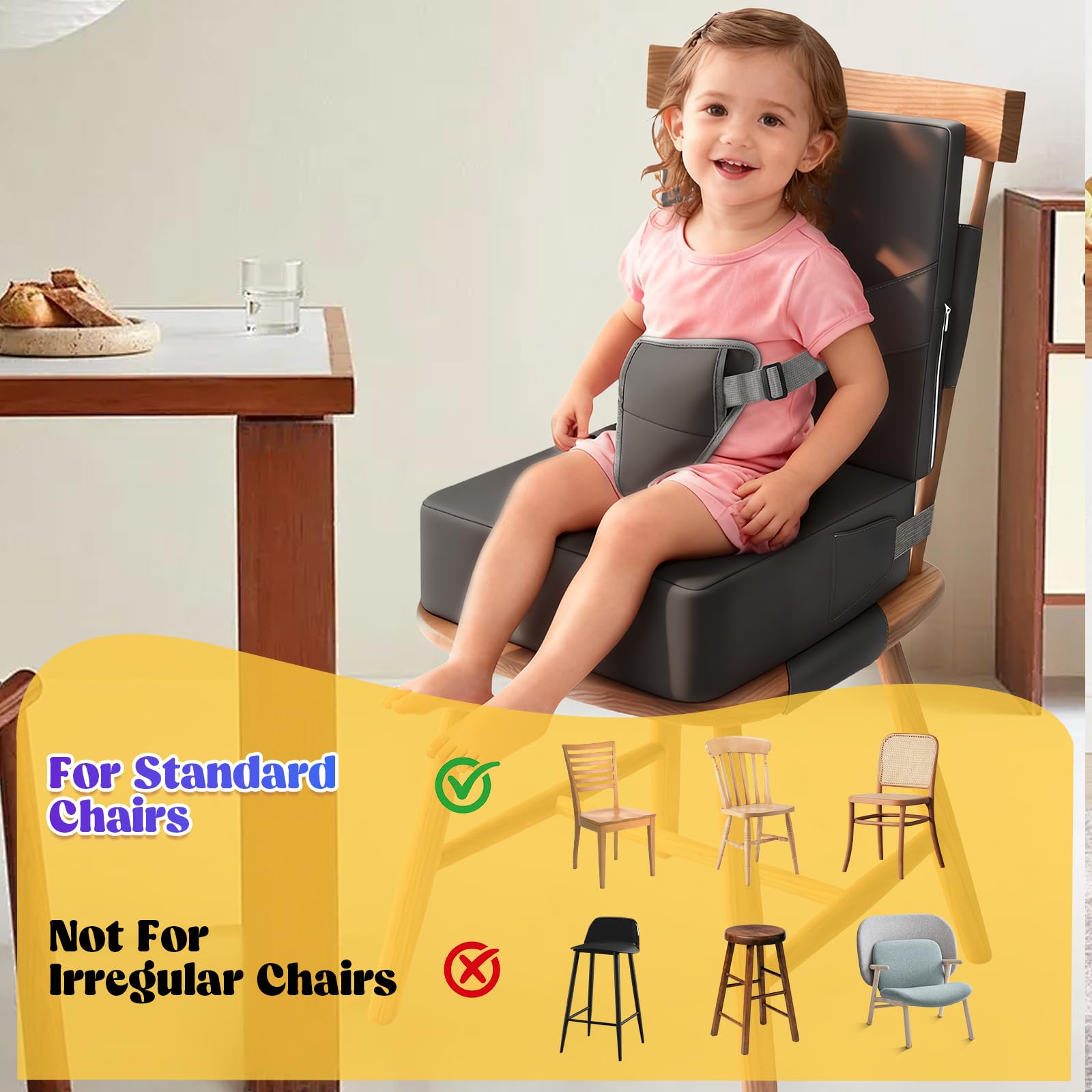 Laapee booster seat foam cushion adds soft comfort at mealtimes