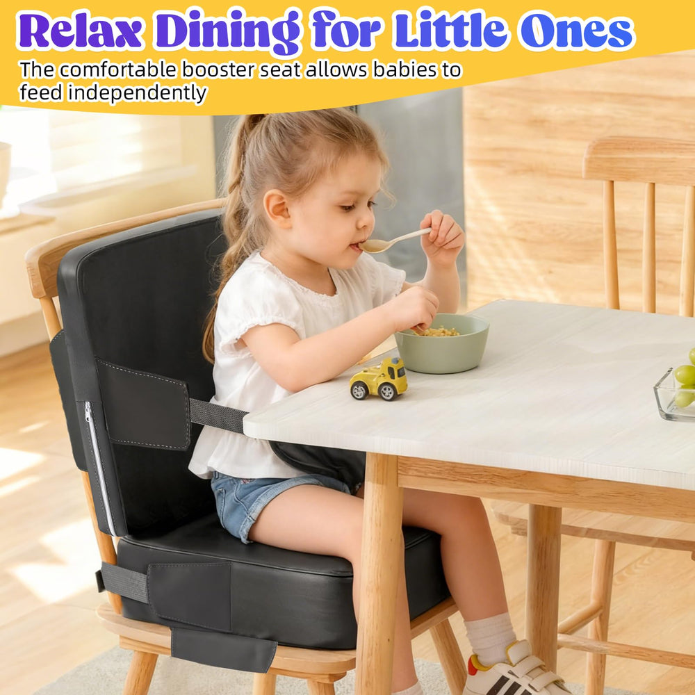 Laapee booster seat safety harness secures toddlers for worry-free mealtime