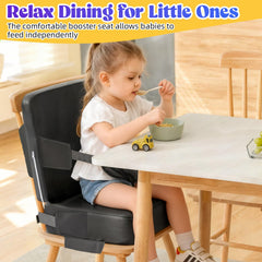 Laapee booster seat safety harness secures toddlers for worry-free mealtime
