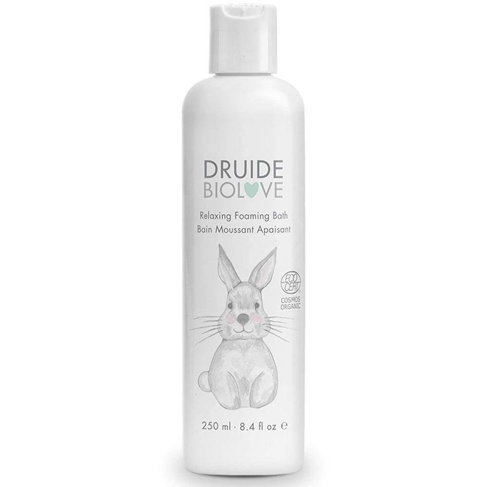 BioLove Relaxing Bath bottle pour shows gentle care for delicate baby skin.