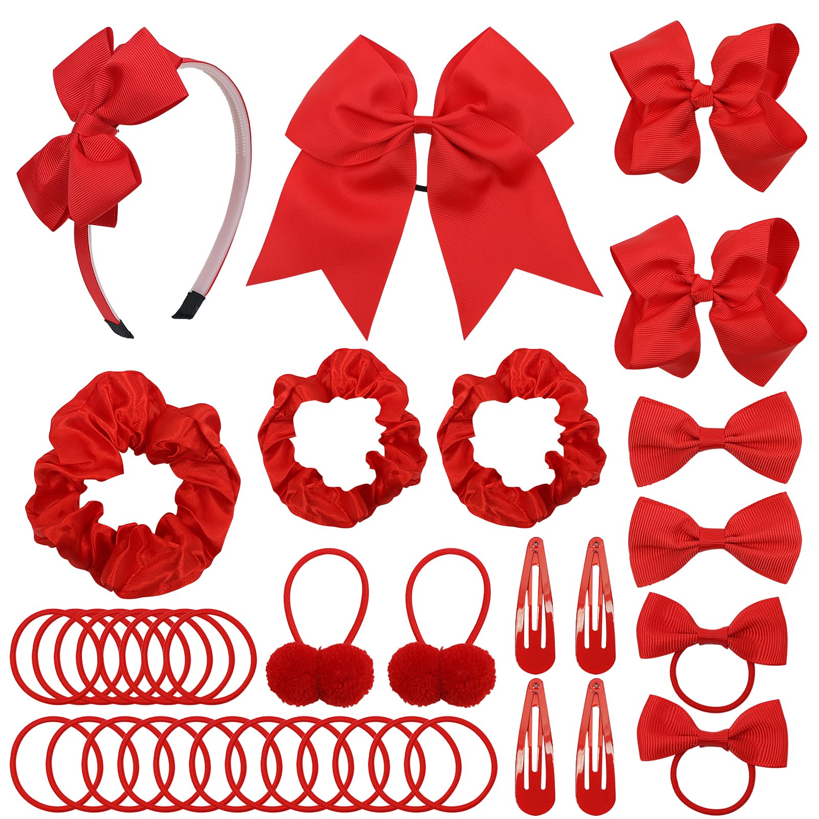 LACGO 37-piece red hair bow set for school uniforms