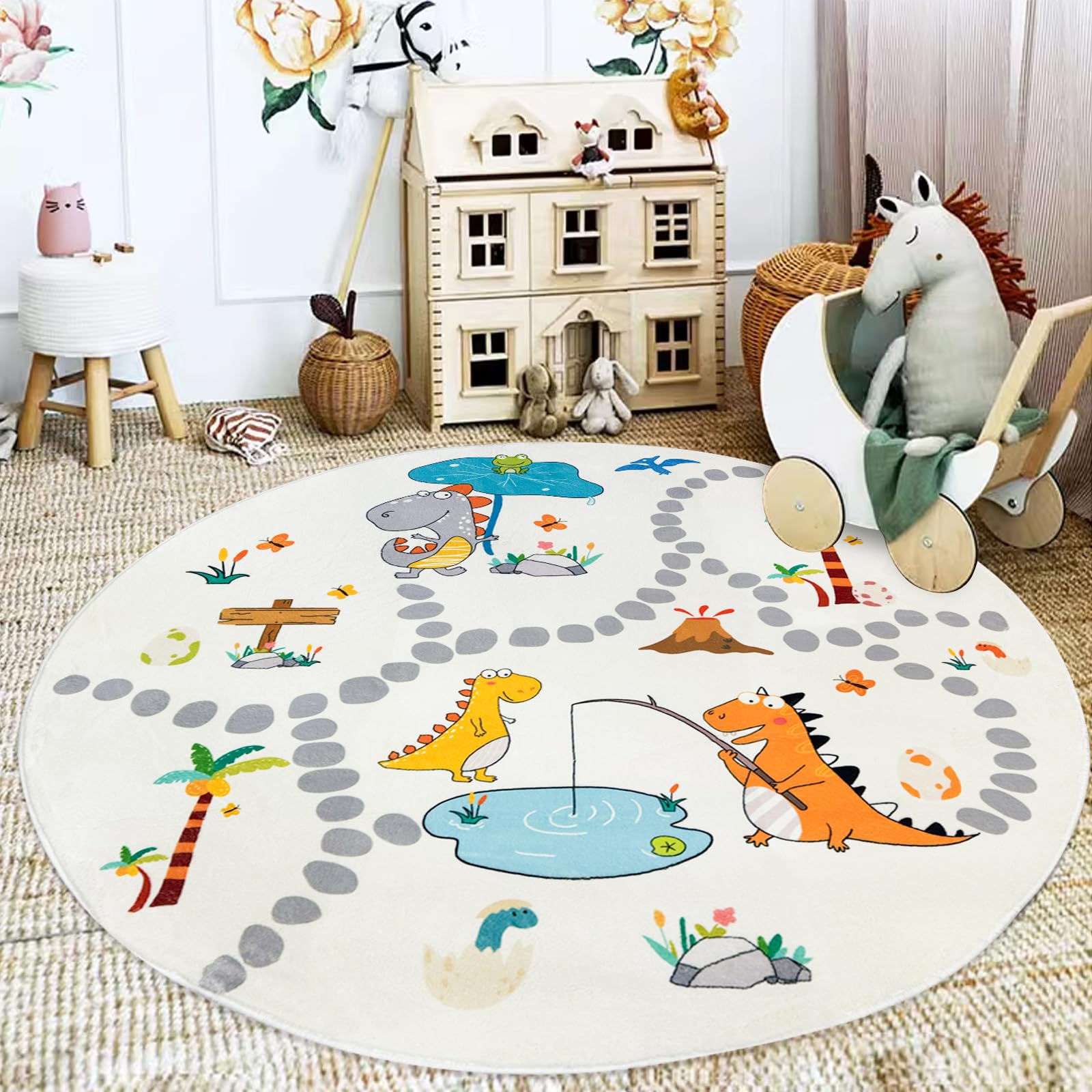 Lacomfy kids rug is easy to care, machine wash cold.